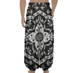 Black And White Lotus Mandala Print Lantern Pants