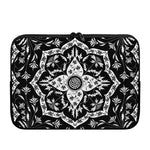 Black And White Lotus Mandala Print Laptop Sleeve