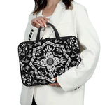 Black And White Lotus Mandala Print Laptop Sleeve With Handle