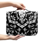 Black And White Lotus Mandala Print Leather Bible Cover