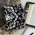 Black And White Lotus Mandala Print Leather Bible Cover
