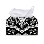 Black And White Lotus Mandala Print Leather Tissue Box Cover