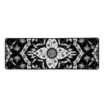 Black And White Lotus Mandala Print Long Kitchen Mat