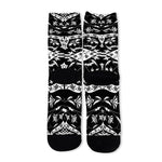 Black And White Lotus Mandala Print Long Socks