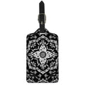 Black And White Lotus Mandala Print Luggage Tag