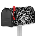 Black And White Lotus Mandala Print Mailbox Cover