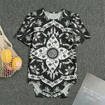 Black And White Lotus Mandala Print Men's Bodysuit