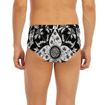 Black And White Lotus Mandala Print Men's Briefs