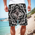 Black And White Lotus Mandala Print Men's Cargo Shorts