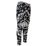 Black And White Lotus Mandala Print Men's Compression Pants
