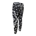 Black And White Lotus Mandala Print Men's Compression Pants