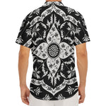 Black And White Lotus Mandala Print Men's Deep V-Neck Shirt