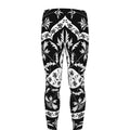 Black And White Lotus Mandala Print Men's Leggings