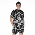Black And White Lotus Mandala Print Men's Romper