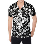 Black And White Lotus Mandala Print Men's Shirt