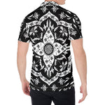 Black And White Lotus Mandala Print Men's Shirt