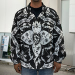 Black And White Lotus Mandala Print Men's Shirt Jacket