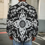 Black And White Lotus Mandala Print Men's Shirt Jacket