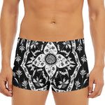 Black And White Lotus Mandala Print Men's Short Boxer Briefs