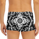 Black And White Lotus Mandala Print Men's Short Boxer Briefs
