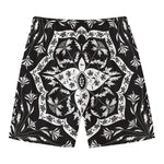 Black And White Lotus Mandala Print Men's Swim Trunks