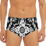 Black And White Lotus Mandala Print Men's Triangle Swim Briefs
