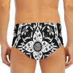 Black And White Lotus Mandala Print Men's Triangle Swim Briefs