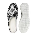 Black And White Lotus Mandala Print Mesh Casual Shoes