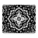 Black And White Lotus Mandala Print Mouse Pad