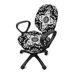 Black And White Lotus Mandala Print Office Chair Cover