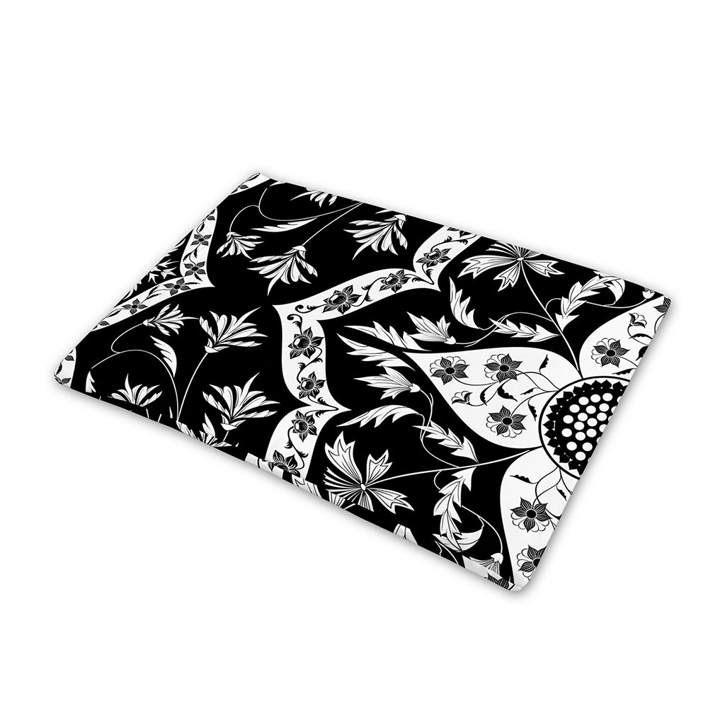 Black And White Lotus Mandala Print Pet Cooling Mat Cover