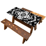 Black And White Lotus Mandala Print Picnic Table Cover
