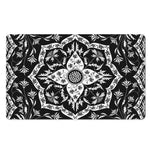 Black And White Lotus Mandala Print Polyester Doormat