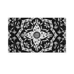 Black And White Lotus Mandala Print Polyester Flag