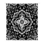 Black And White Lotus Mandala Print Polyester Shower Curtain