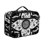Black And White Lotus Mandala Print Portable Lunch Bag