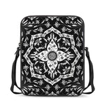 Black And White Lotus Mandala Print Rectangular Crossbody Bag