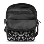 Black And White Lotus Mandala Print Rectangular Crossbody Bag