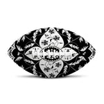 Black And White Lotus Mandala Print Rugby Ball