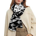 Black And White Lotus Mandala Print Scarf