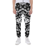 Black And White Lotus Mandala Print Scuba Joggers