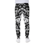 Black And White Lotus Mandala Print Scuba Joggers