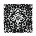 Black And White Lotus Mandala Print Silk Bandana