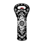 Black And White Lotus Mandala Print Single Neoprene Wine Tote