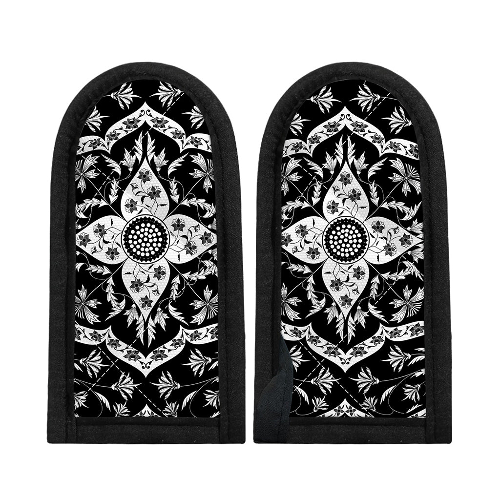 Black And White Lotus Mandala Print Skillet Handle Cover