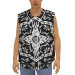 Black And White Lotus Mandala Print Sleeveless Baseball Jersey
