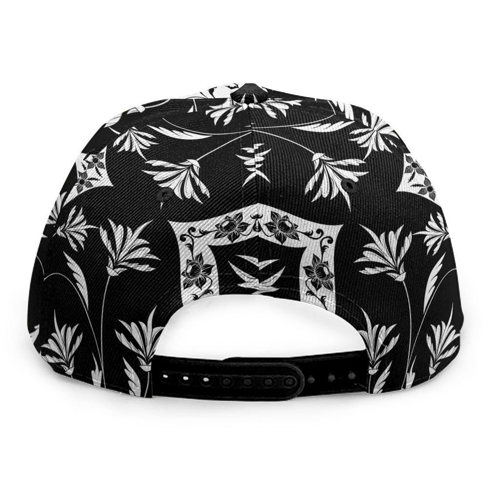 Black And White Lotus Mandala Print Snapback Cap