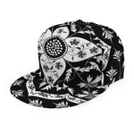Black And White Lotus Mandala Print Snapback Cap