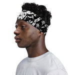Black And White Lotus Mandala Print Sports Headband