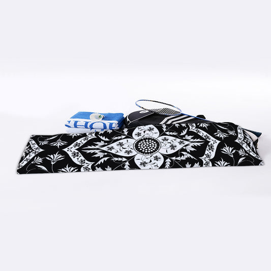 Black And White Lotus Mandala Print Sports Towel
